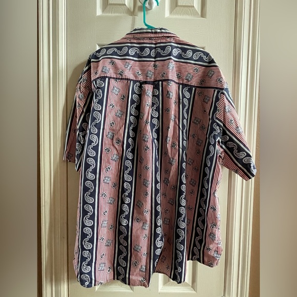 Gant Salty Dog Button Front Short Sleeve Patriotic Shirt, Red White Blue, 3X - Picture 6 of 6